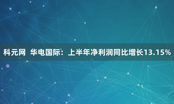 科元网  华电国际：上半年净利润同比增长13.15%